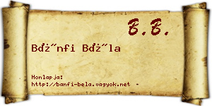 Bánfi Béla névjegykártya