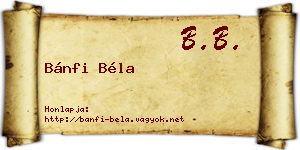 Bánfi Béla névjegykártya